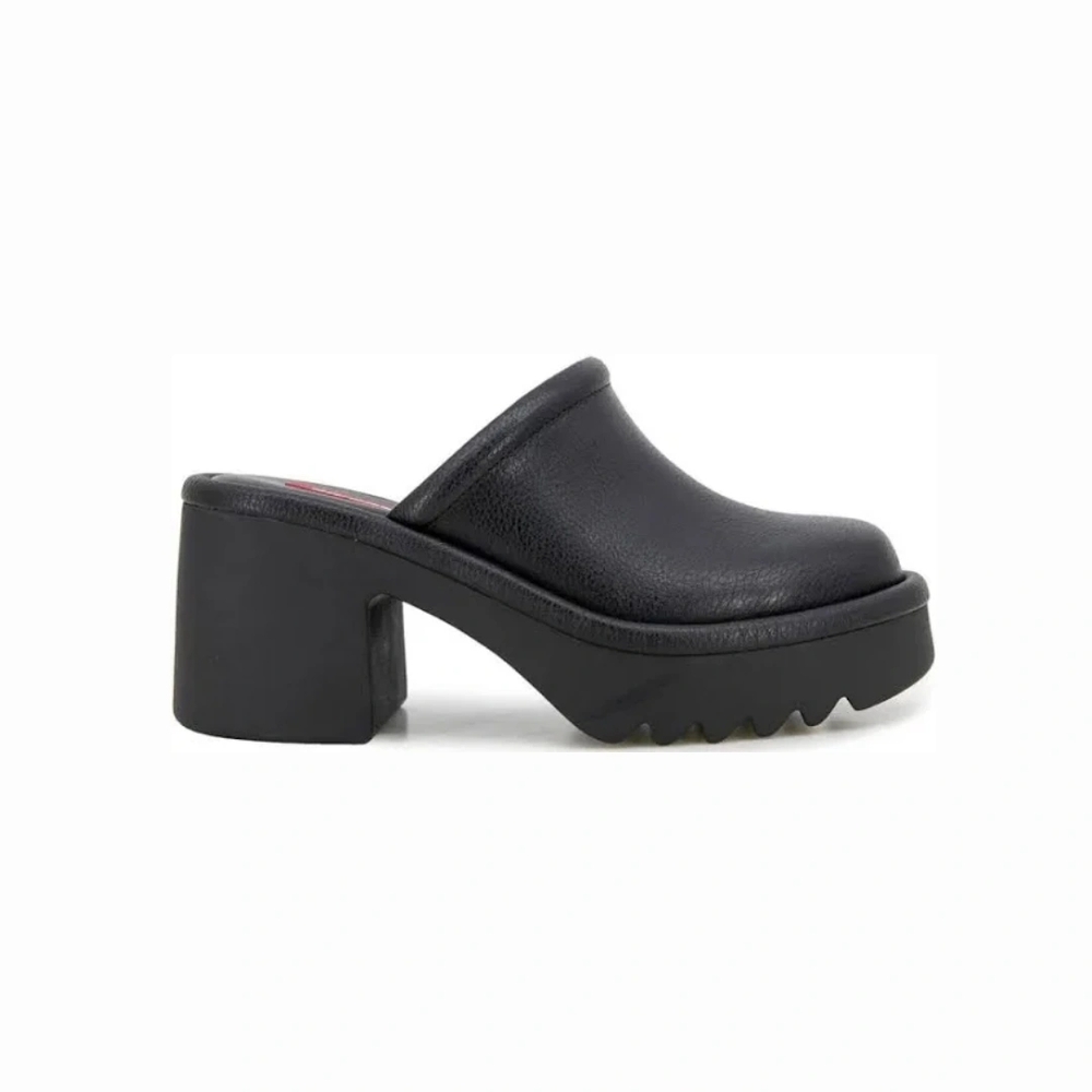 Black Chunky Platform Mules